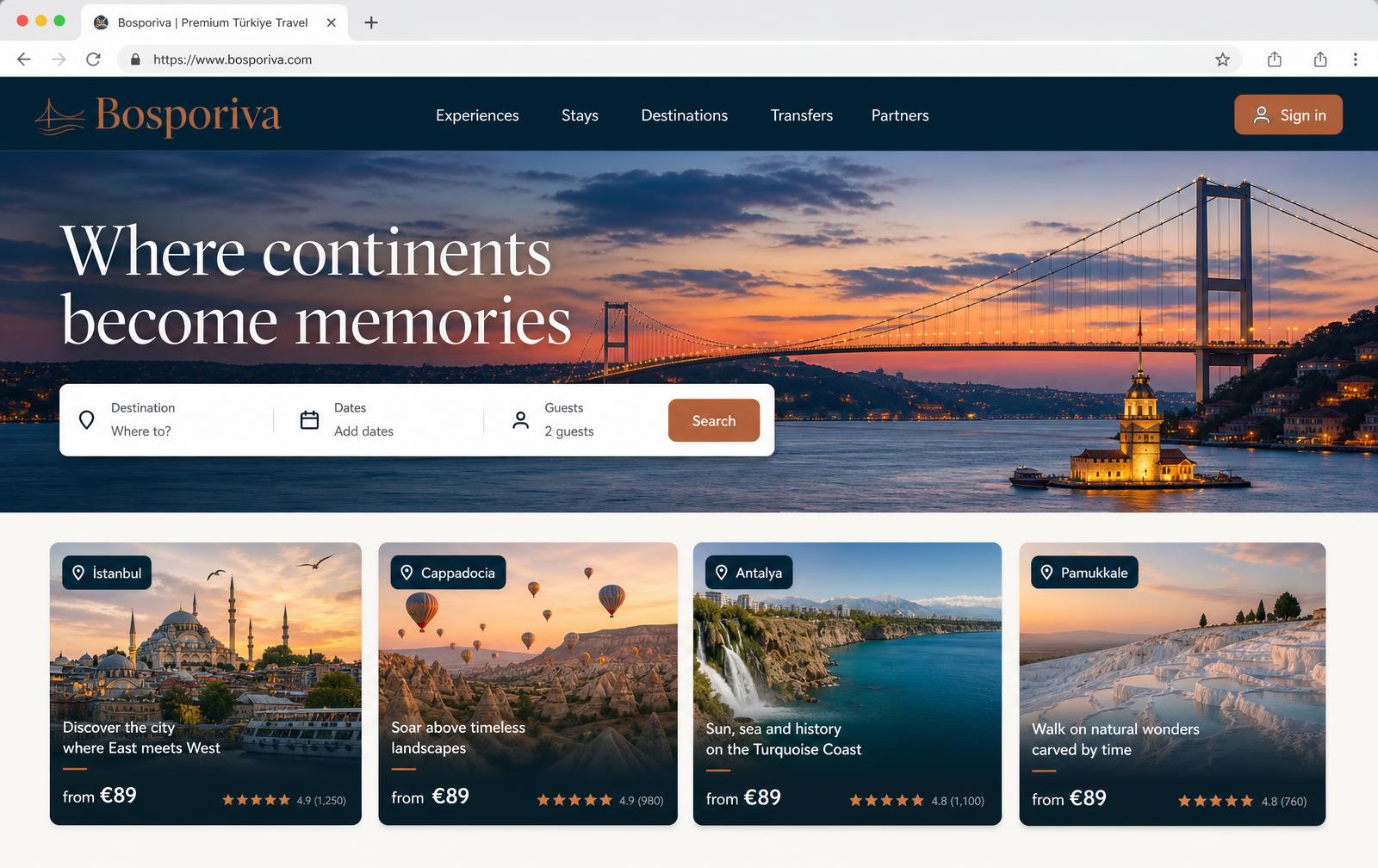 Bosporiva marketplace homepage screenshot (EN)